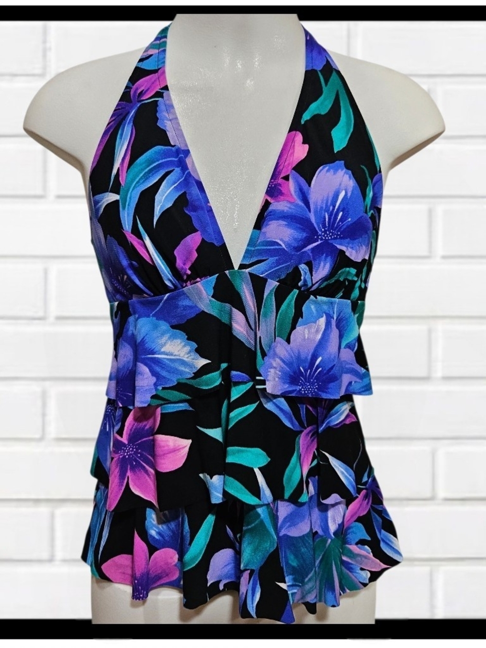 JAMAICA BAY Tiered Halter Tankini Swim Top NWT Size 8